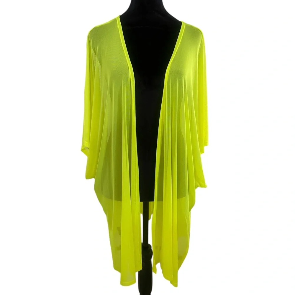 Neon yellow,green, kimono,flowing, sheer,swim cover Large,OS,New - Picture 5 of 5